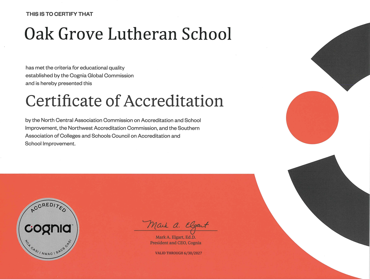 Certificate of Accreditation